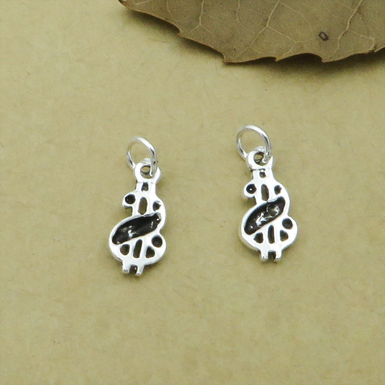 s925纯银迷你双音符小吊坠 泰银戒指挂件 diy银饰配件手链材料