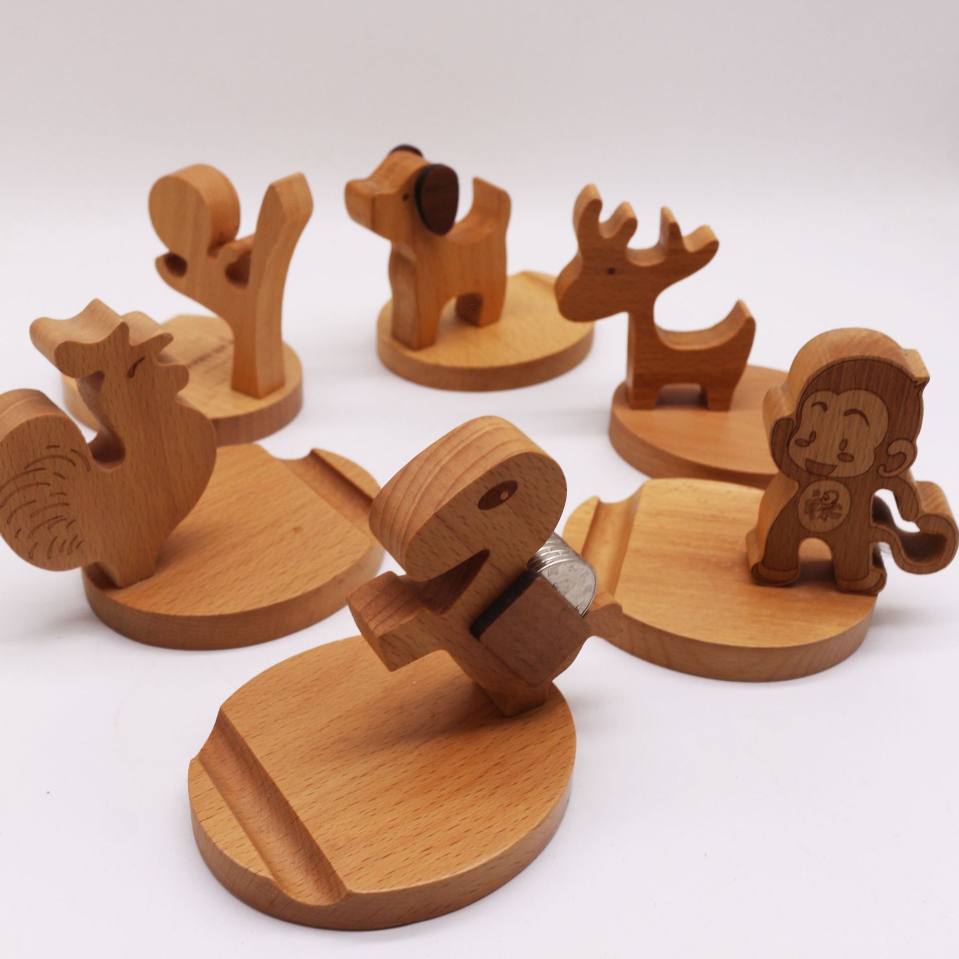 手机支架定制木制支架榉木手机架创意手机底座木质电脑支架木底座