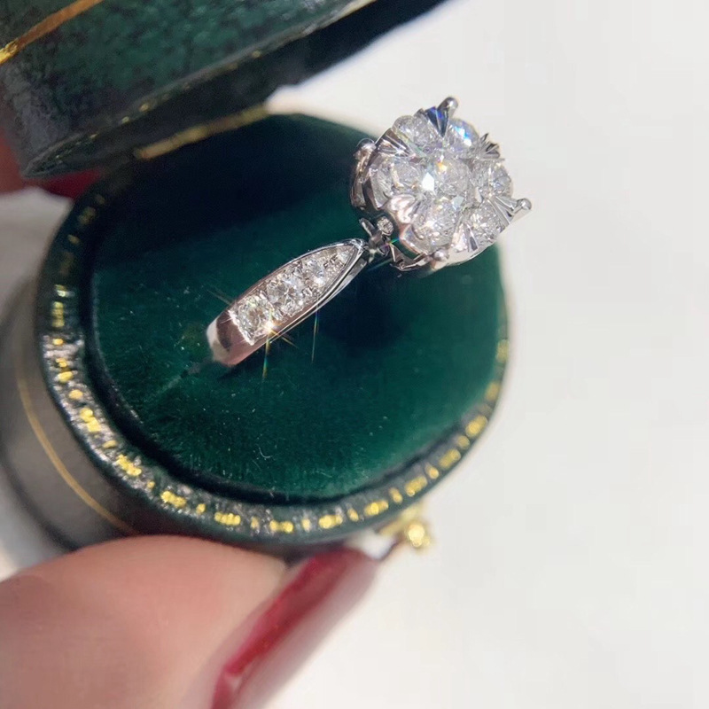 18k金钻石戒指au750南非真钻戒指私人订制显大2克拉钻戒百搭气质