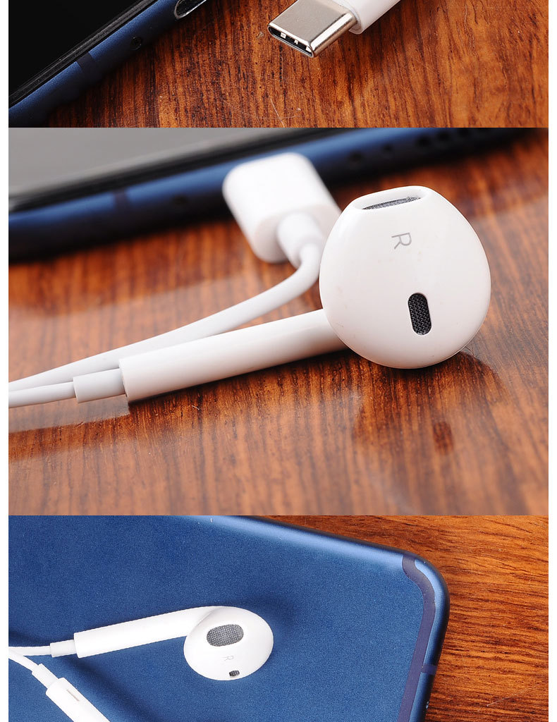 typec耳机厂家适用vivo魅族耳机入耳式typec耳机线控带麦直插耳机