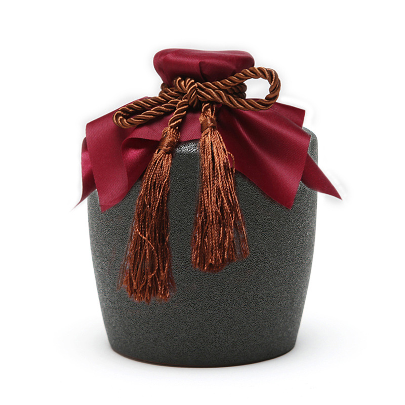 一斤装 磨砂黑色陶瓷酒瓶复古质感土陶酒坛子白黄酒包装 配陶瓷盖