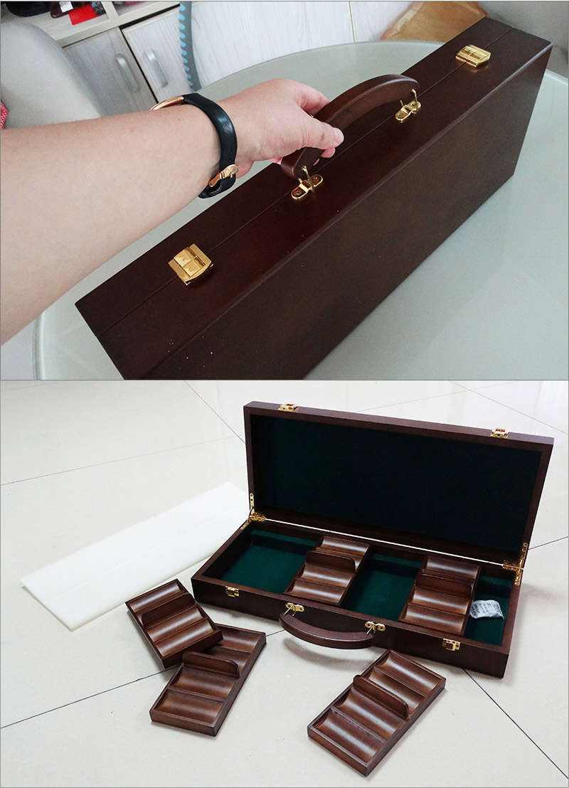 木制筹码盒德州扑克筹码木箱4款可选 适合4cm直径筹码