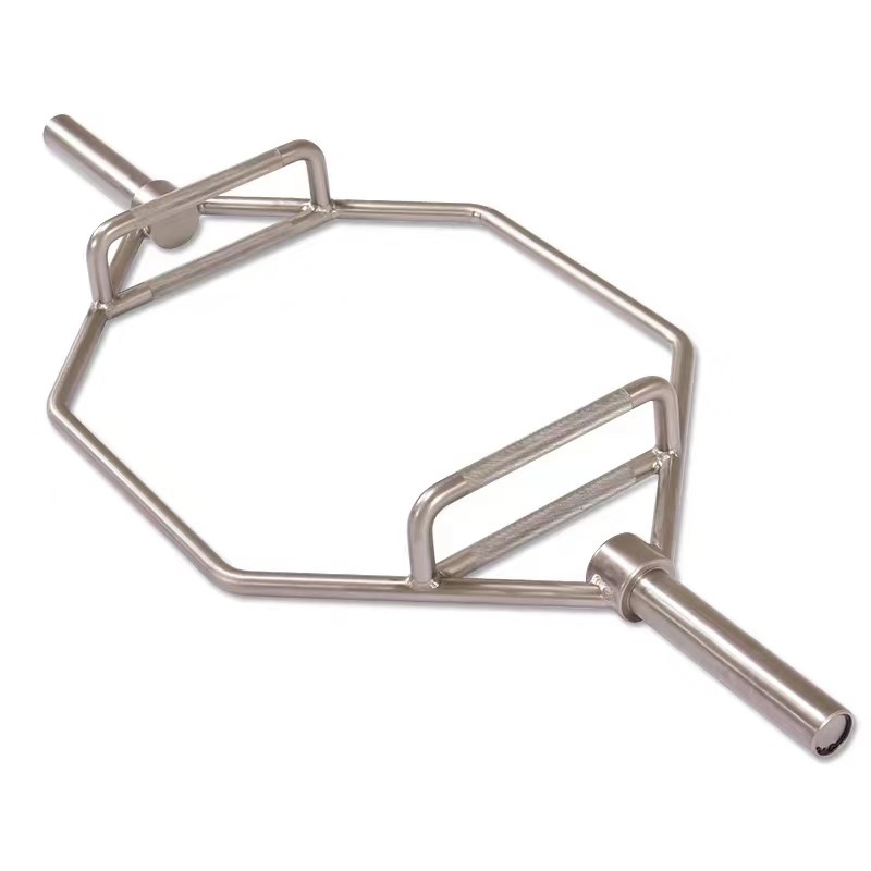 56607286实心大环形奥杆镀铬深蹲硬拉耸肩六角环铃杠铃杆