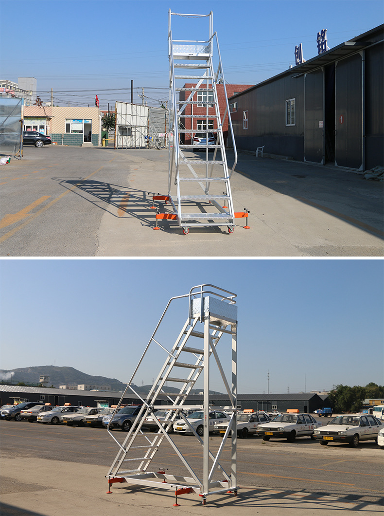 创铭牌铝合金移动登高梯工作台铝合金梯子