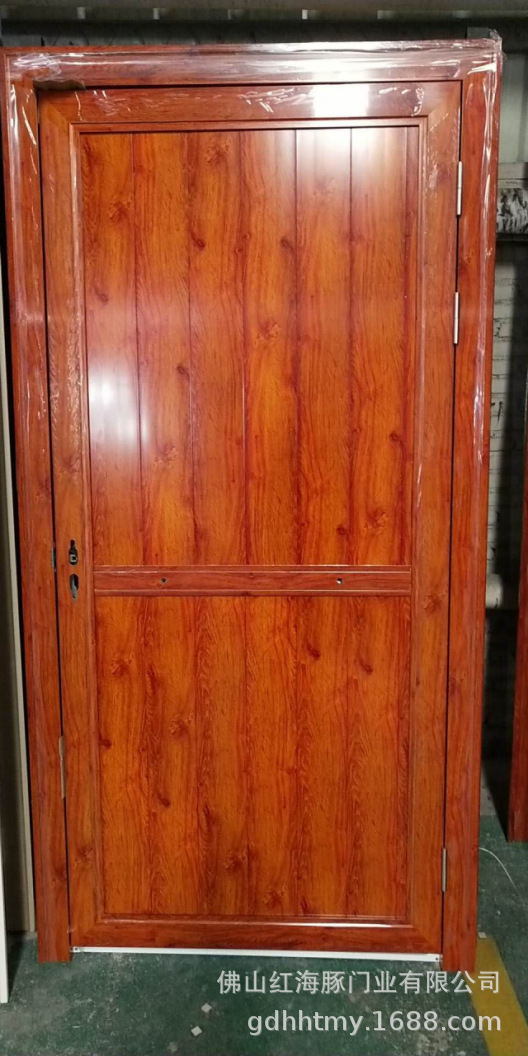 红海豚门窗厂钛镁铝合金平开门全扣板卫生间门半玻半扣板平开门