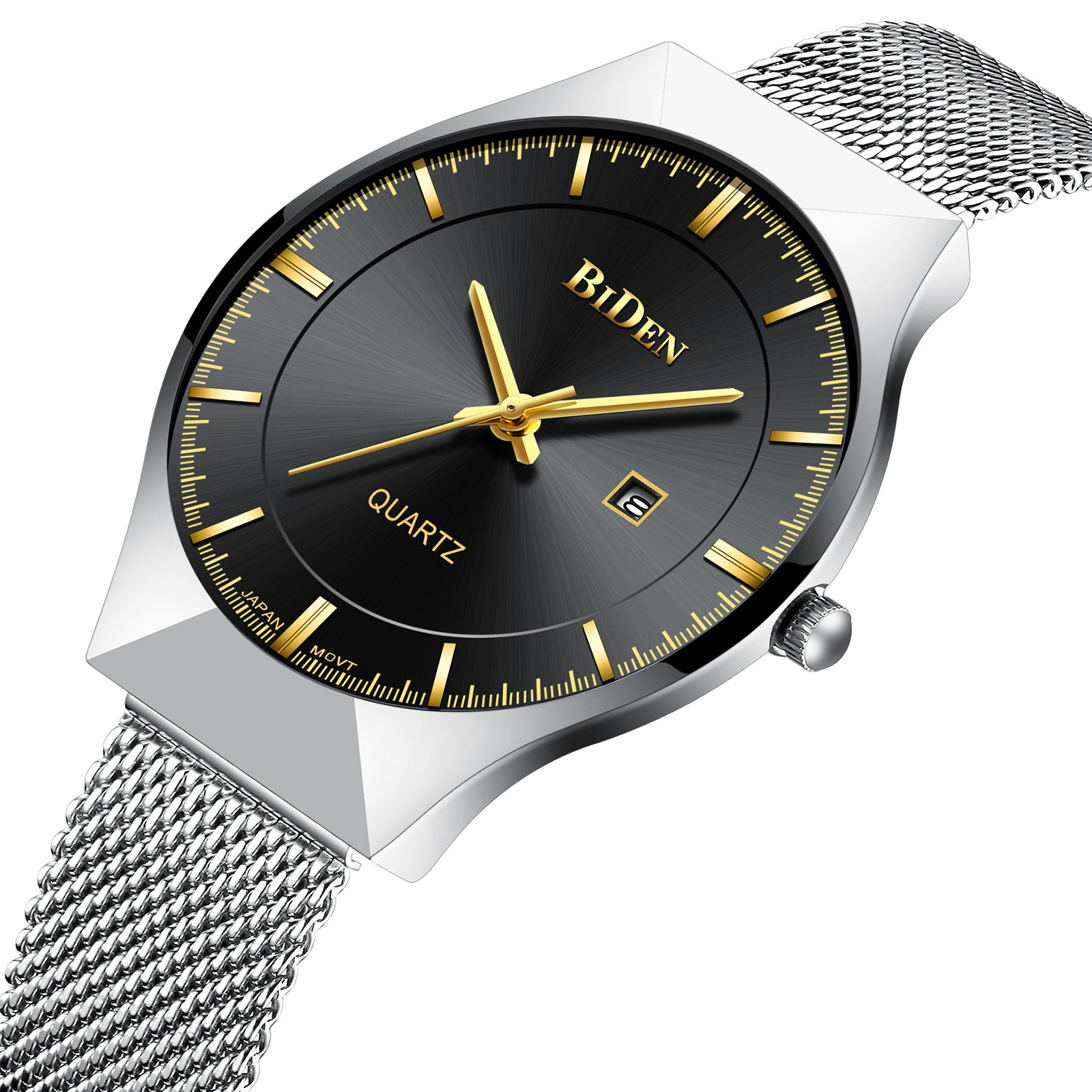 拜登biden石英表休闲百搭日历网带防水手表亚马逊热卖男表