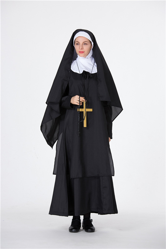 新款分码圣母玛利亚服装修女服万圣节表演服牧师服装舞会演出服