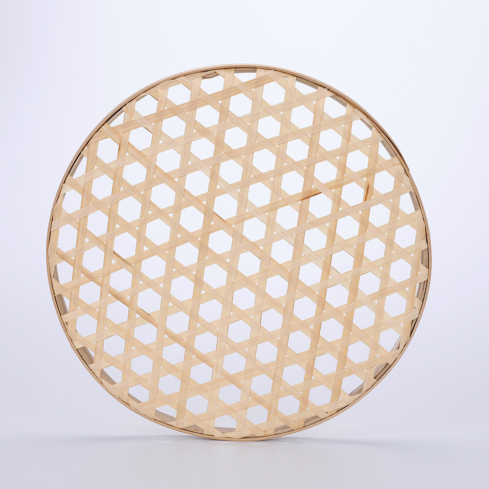 竹编竹制品有孔竹筛酒店幼儿园吊顶装饰挂饰簸箕竹圆盘