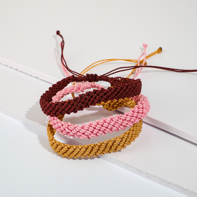 外贸民族风手工蜡线宽边彩色线绳手链手镯 友谊线绳手链男女通用