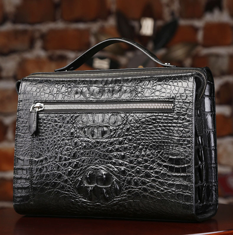 鳄鱼皮男包真皮单肩包男斜挎包公文包商务休闲男士手提包一件代发