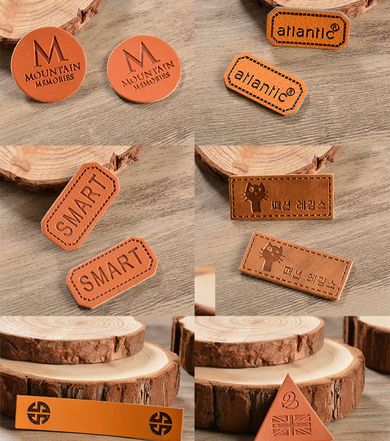 服装辅料变色皮标 针织帽子pu热烫印皮牌pvc手套超纤标牌加工定做