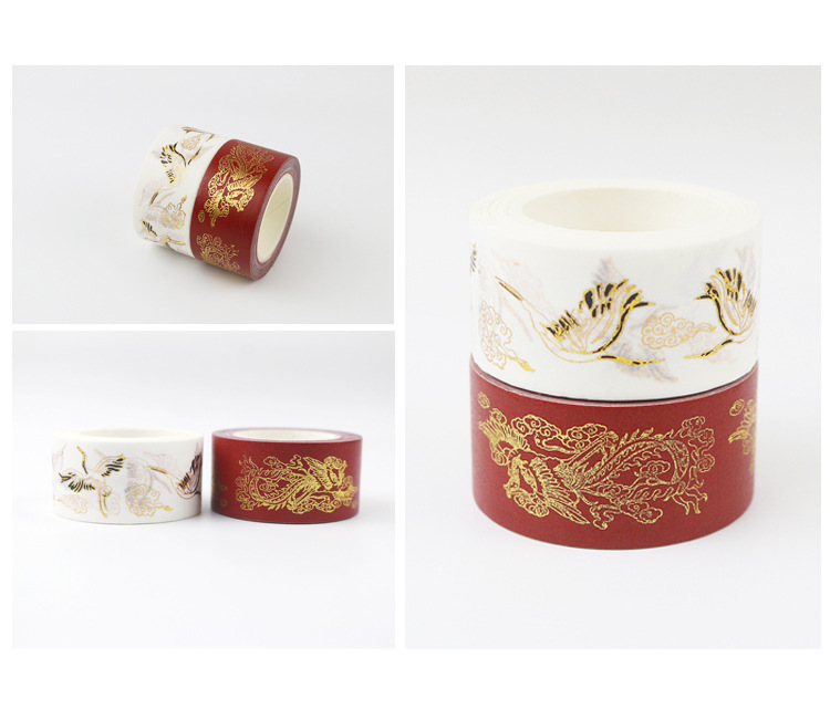 新款烫金古风和纸胶带 中国风文创手帐胶带制作日式和风手账素材