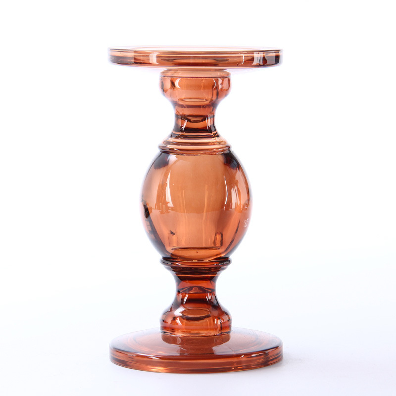 厂家定制玻璃喷色蜡台 透明玻璃水晶蜡台批发 家用摆件烛台