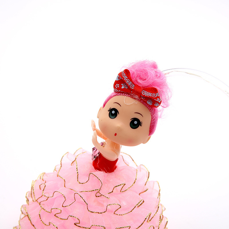 新品led发光迷糊娃娃手提灯笼巴比婚纱裙摆公仔玩偶发光玩具厂家