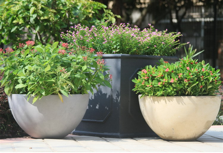 海外直销园林别墅庭院镁泥花盆 落地桌面吊盆多种组合式白色花钵