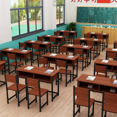 课桌椅学生学习桌学校培训桌中小学辅导双人带抽屉桌教室补习班