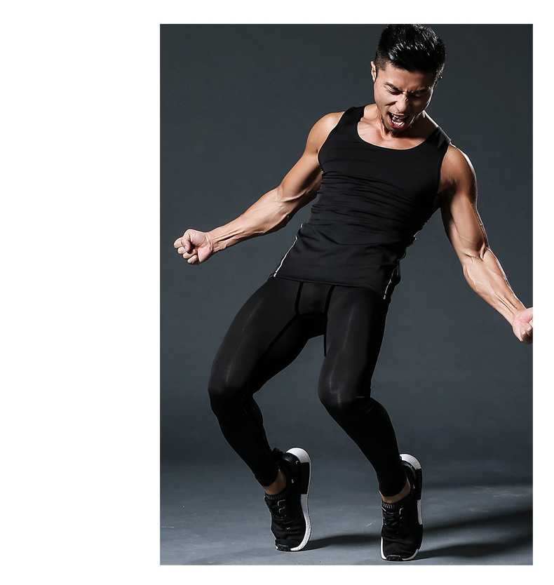 跨境紧身裤男士健身房跑步压缩打底裤篮球速干肌肉男子高弹运动裤