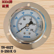 厂家直销HODA轴向带边抗震不锈钢压力表 耐震仪表表YN60ZT 250KG