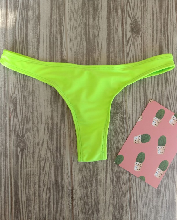 跨境欧美新款外贸性感女士丁字泳裤 纯色百褶丁字裤比基尼泳裤