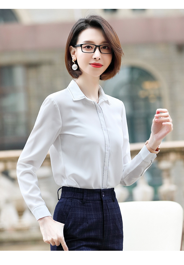 职业衬衫女长袖秋冬2019新款气质百搭免烫上衣加绒加厚衬衣工作服