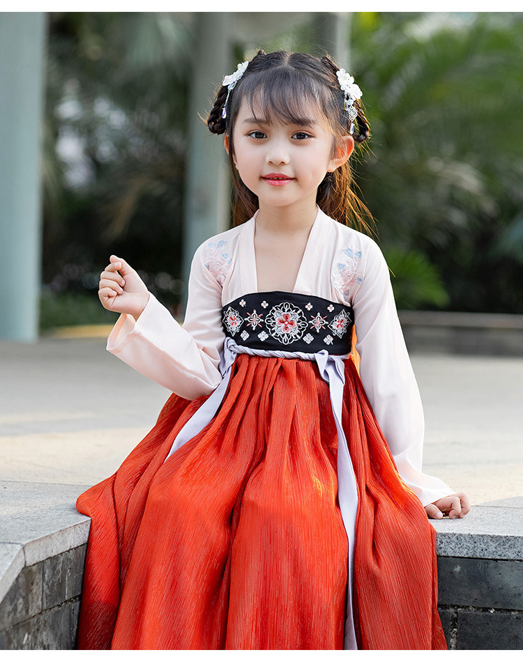 汉服女童中国风秋冬唐装小女孩古装襦裙改良儿童刺绣儒裙