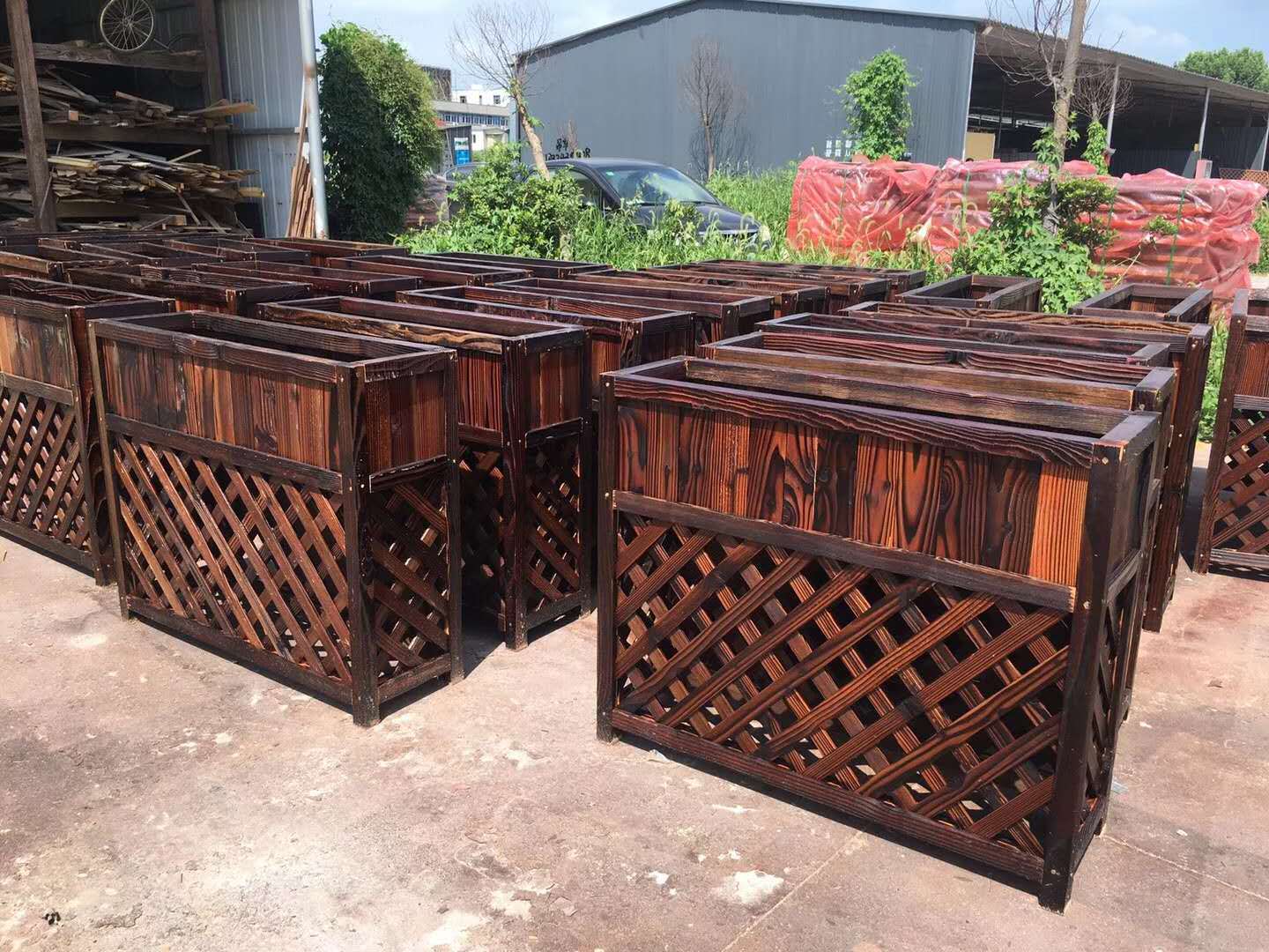 定制防腐木花箱组合花箱户外公园花盆实木户外落地式防腐木花坛