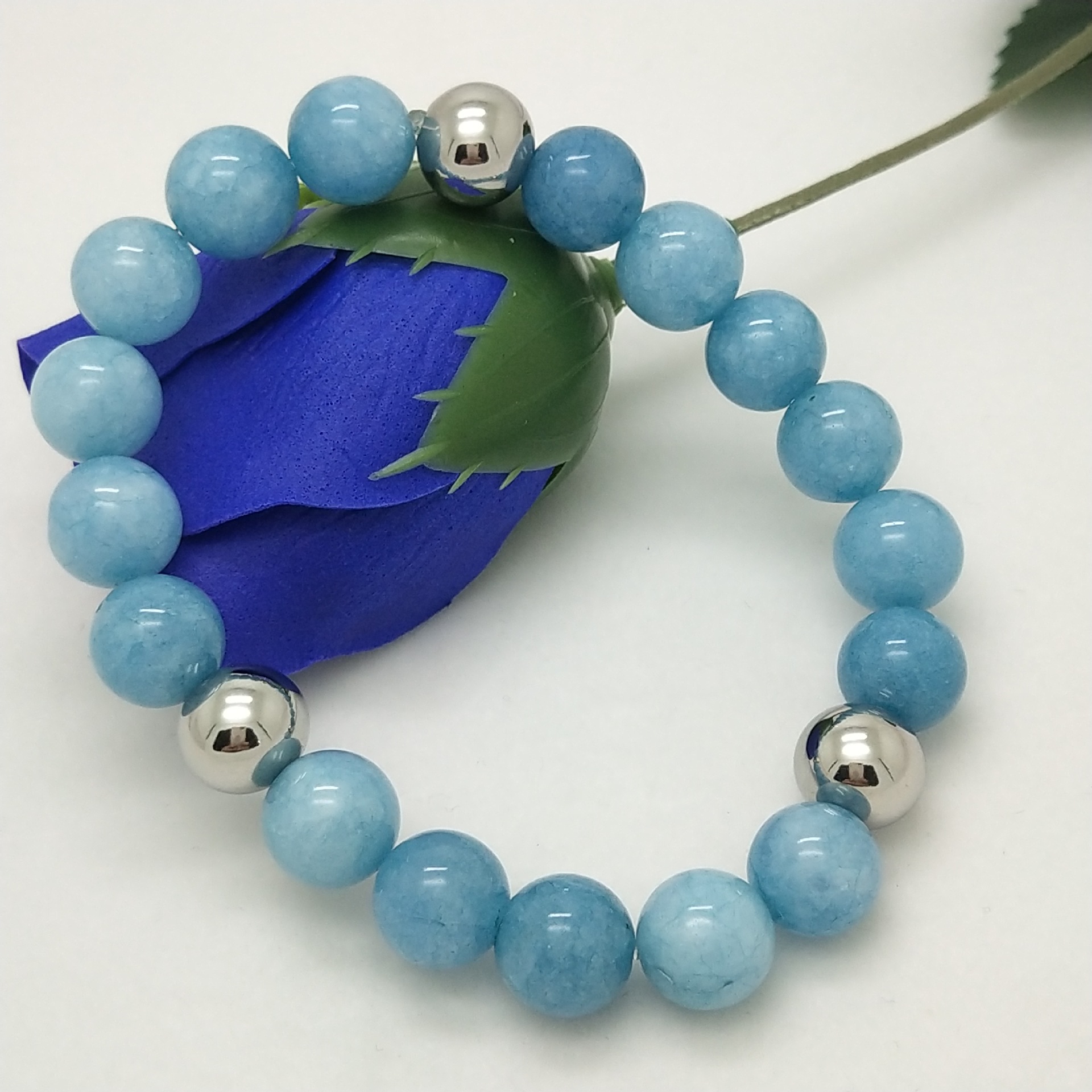 跨境电商手链 速卖通新款情侣海宝蓝珠串手链厂家 316l不锈钢