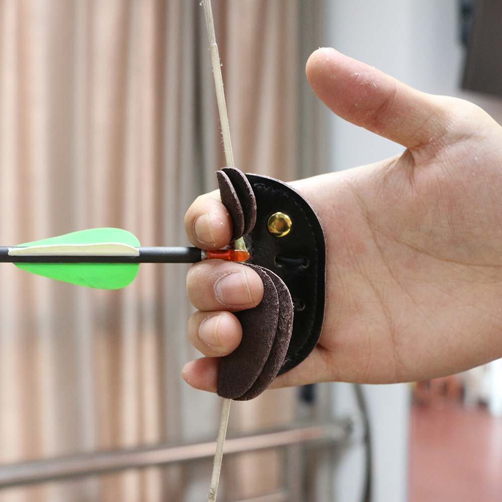 huwairen直供 护指双层牛皮 射击射箭护具 反曲传统护指厂家直销