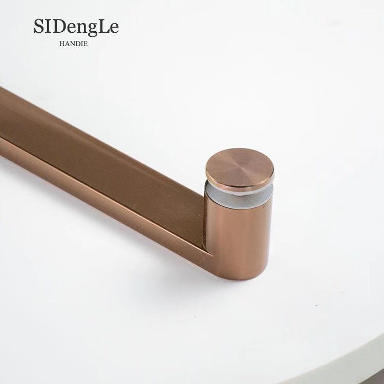 淋浴房拉手 浴室卫生间玻璃门拉手移门把手黑色钛金玫瑰金孔距440