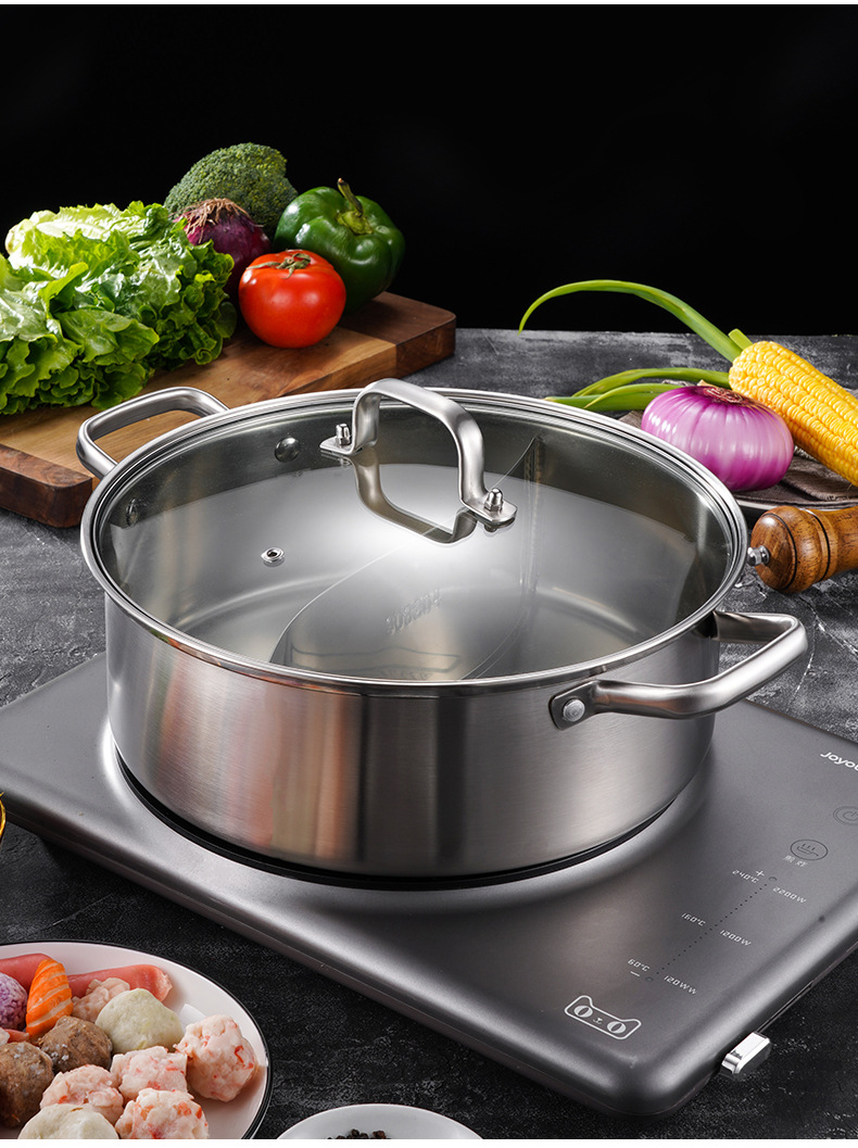 厂家直销304不锈钢火锅锅 家用厨房用品带盖清汤锅盆电磁炉鸳鸯锅