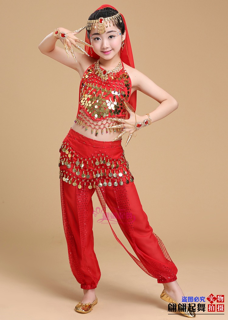 儿童肚皮舞演出服新疆表演服装女童小孩印度舞蹈少儿演出套装新款