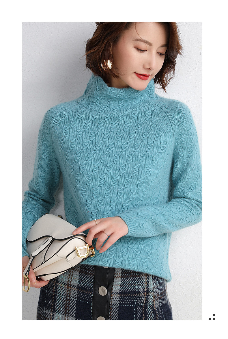 麦穗半高领羊绒衫女短款纯色2019秋冬新款套头长袖针织打底毛衣