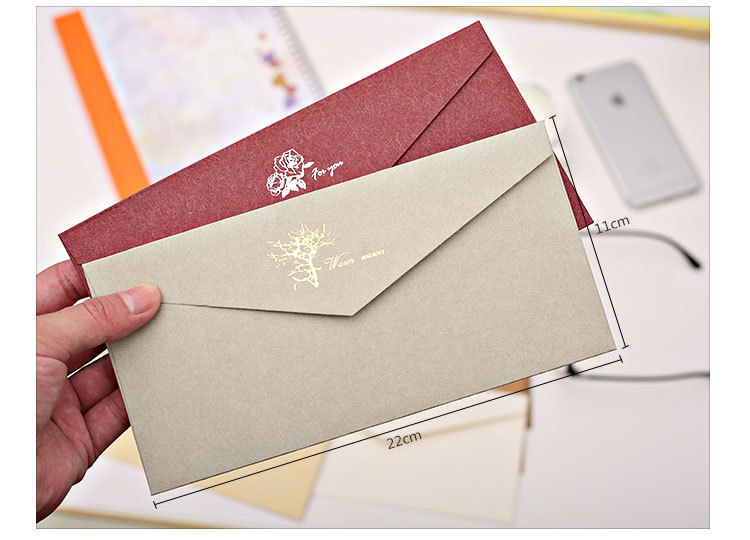 信封古风情书高档复古典雅婚礼烫金古典西式5号信纸信封套装