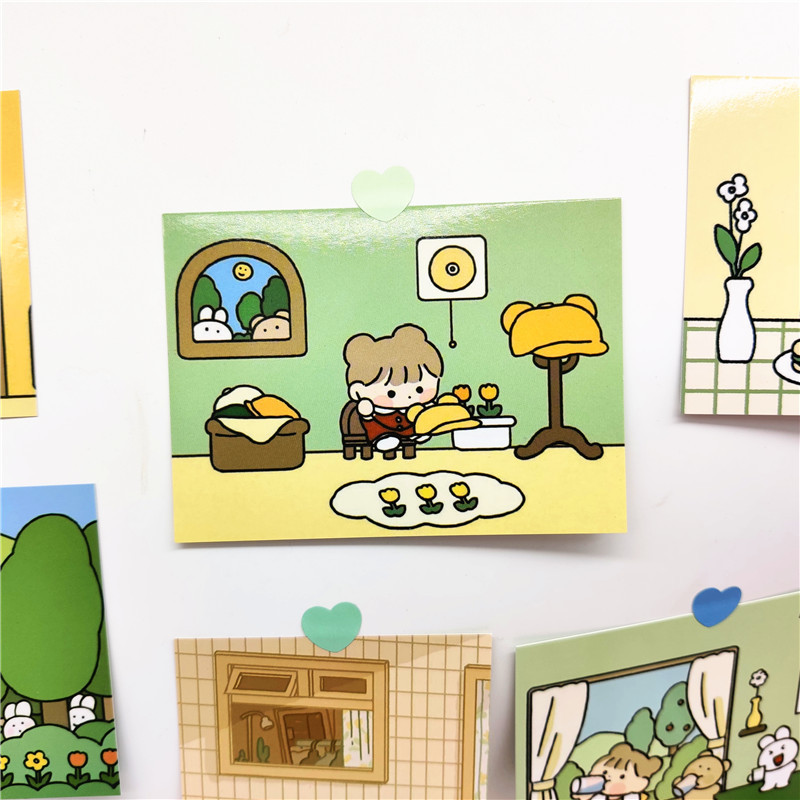 韩国fommy森林女孩手账装饰明信片卡片ins风拍照道具素材墙贴