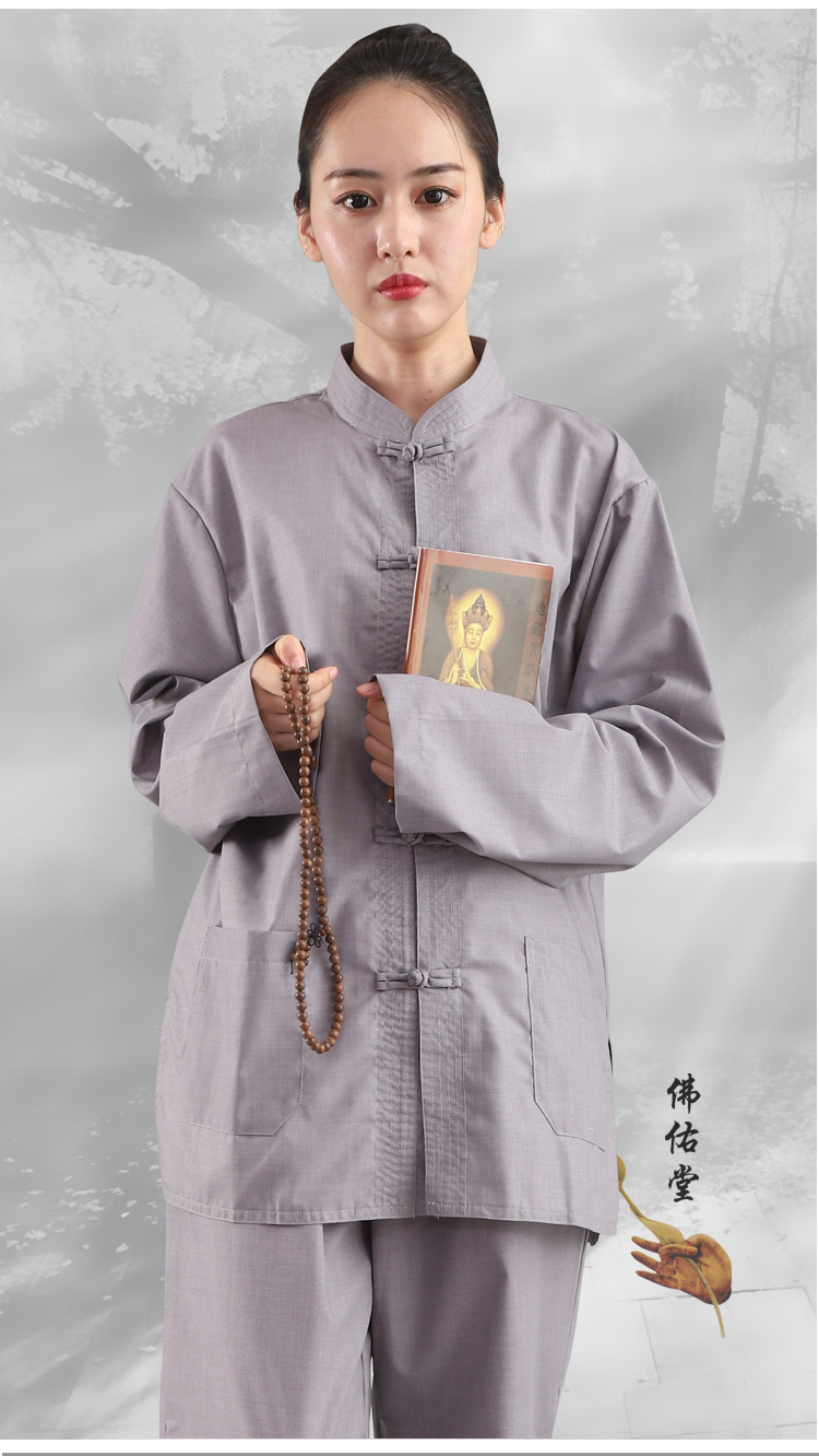 佛教居士服套装居士禅修服传统布扣款僧衣僧服男女款海青服四季款