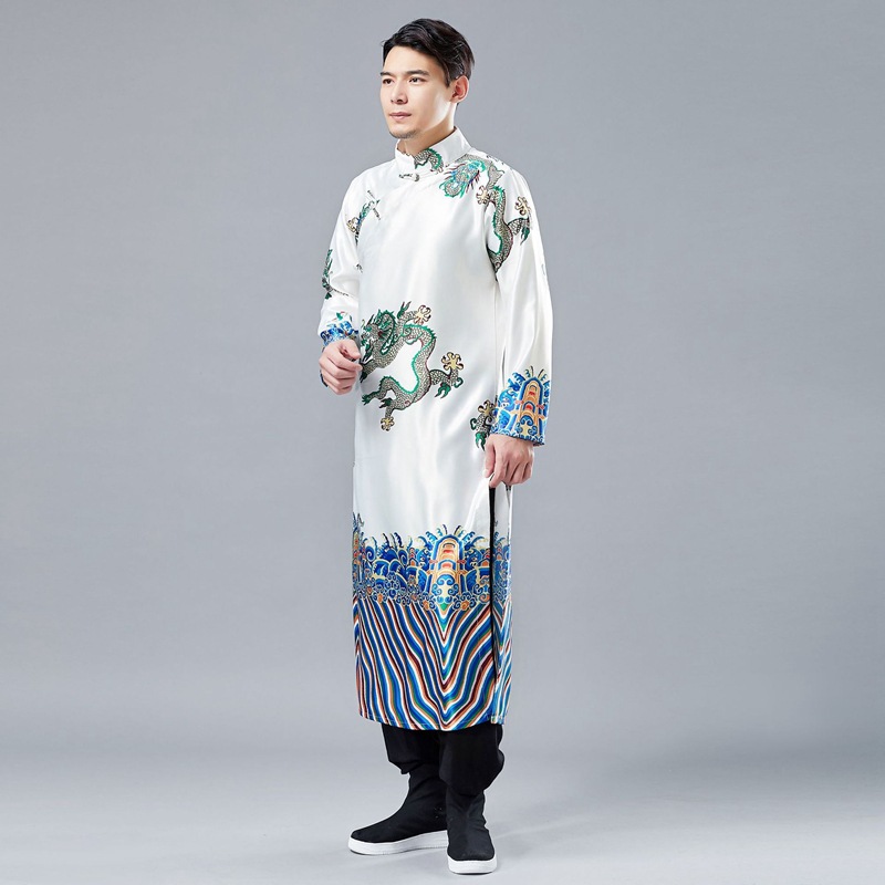 中国风古风龙袍民国风长衫大褂结婚礼服古装伴郎服中式唐装演出服