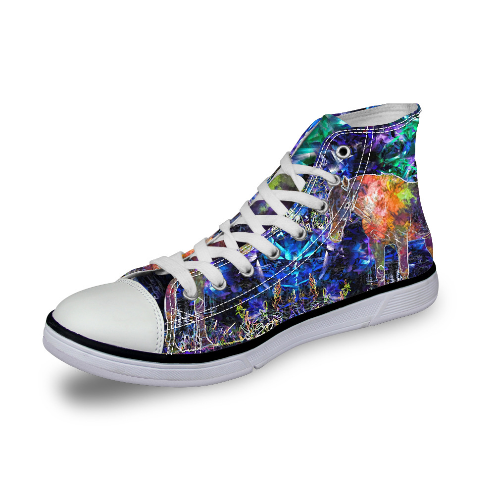 2020外贸新款高帮帆布鞋定制图案布鞋一件代发跨境货源男鞋创意图