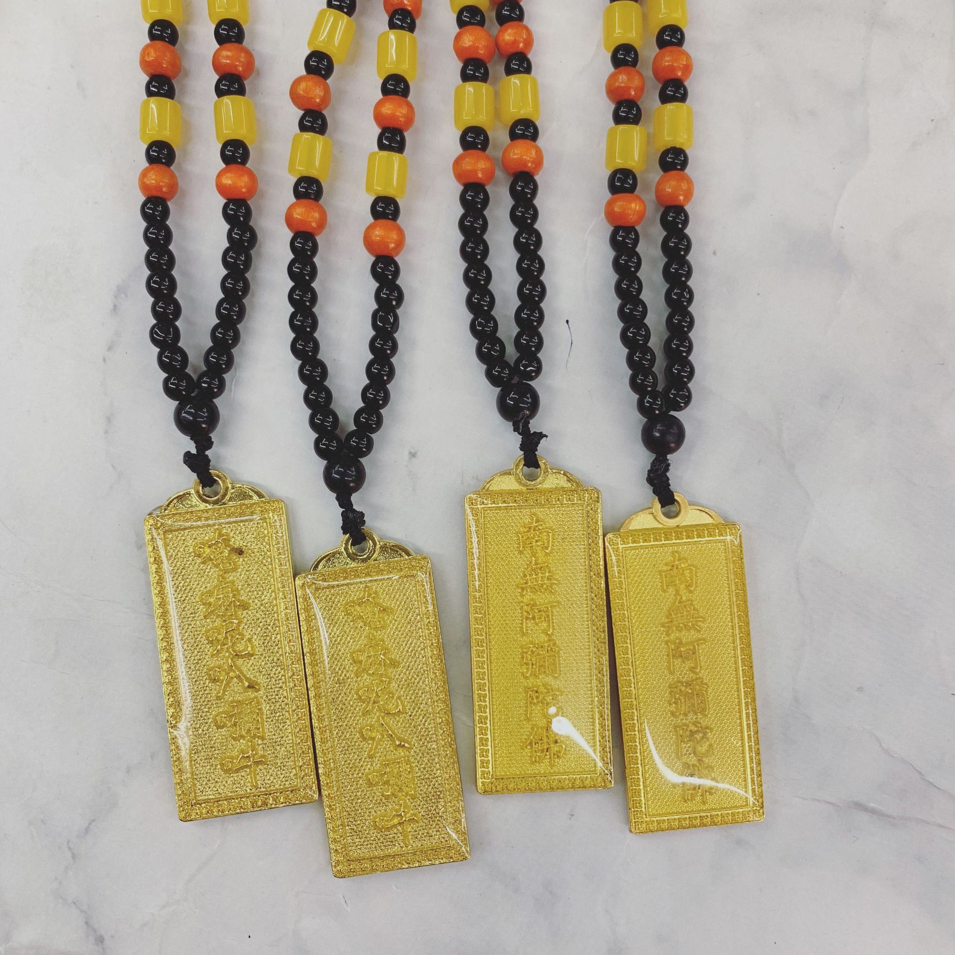 南无阿弥陀佛双面吊坠六字真言金属佛牌项链本命年寺庙饰品批发