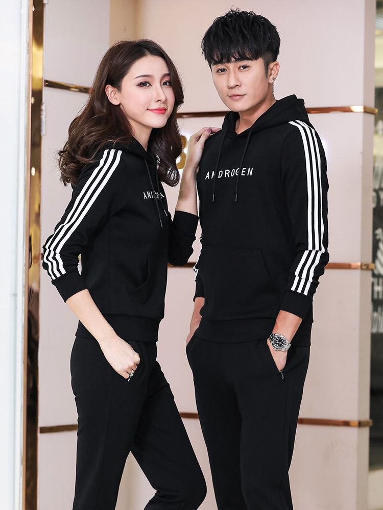 情侣装春装2019新款韩版修身薄款套头帽衫情侣卫衣男春秋款两件套