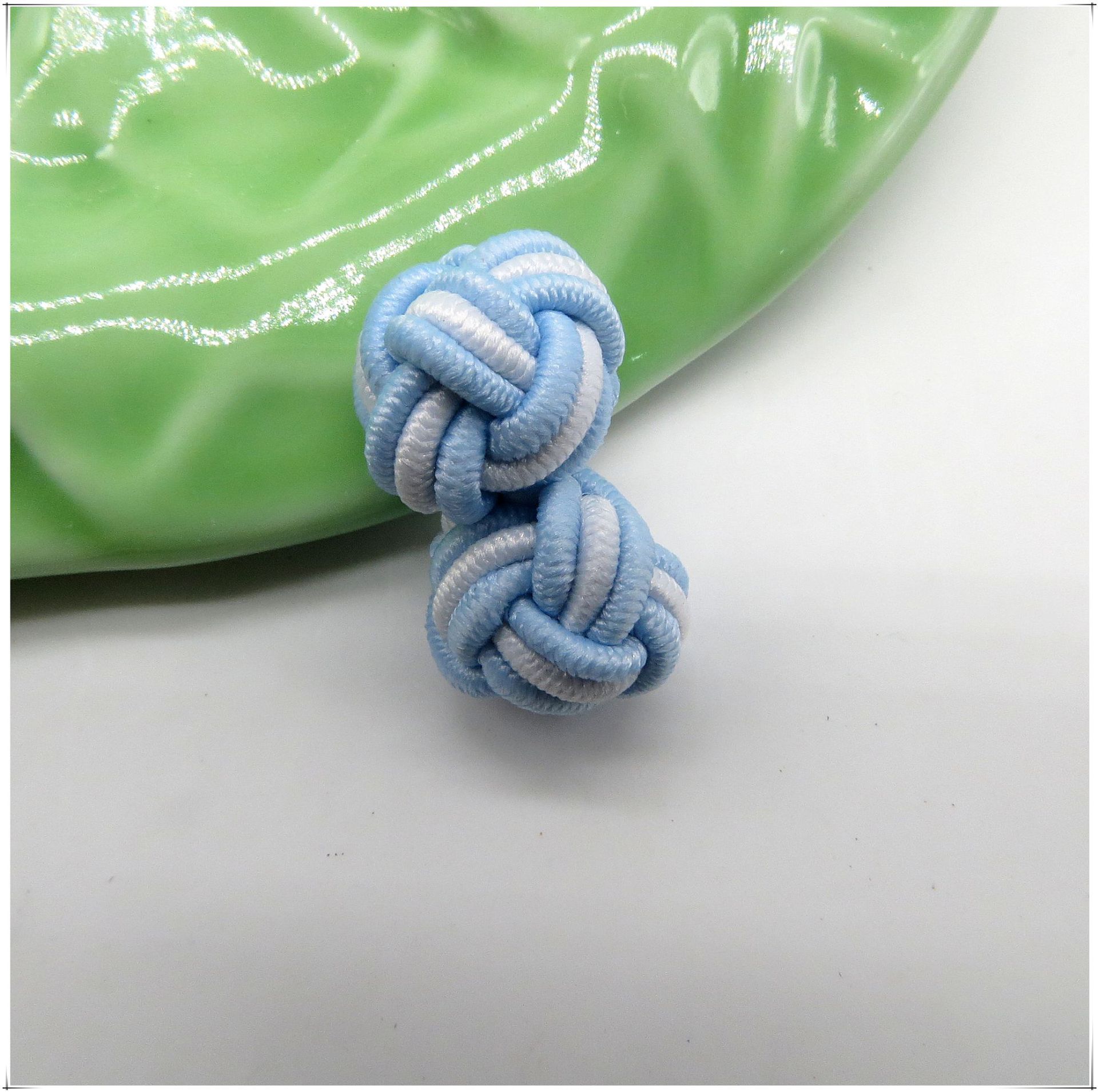 纯手工袖扣橡皮筋盘扣传统中国结编织绳扣波子两色双球松紧扣