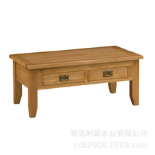 外贸尾单处理白橡木美式复古客厅桌椅长方形咖啡桌全实木厂家直销