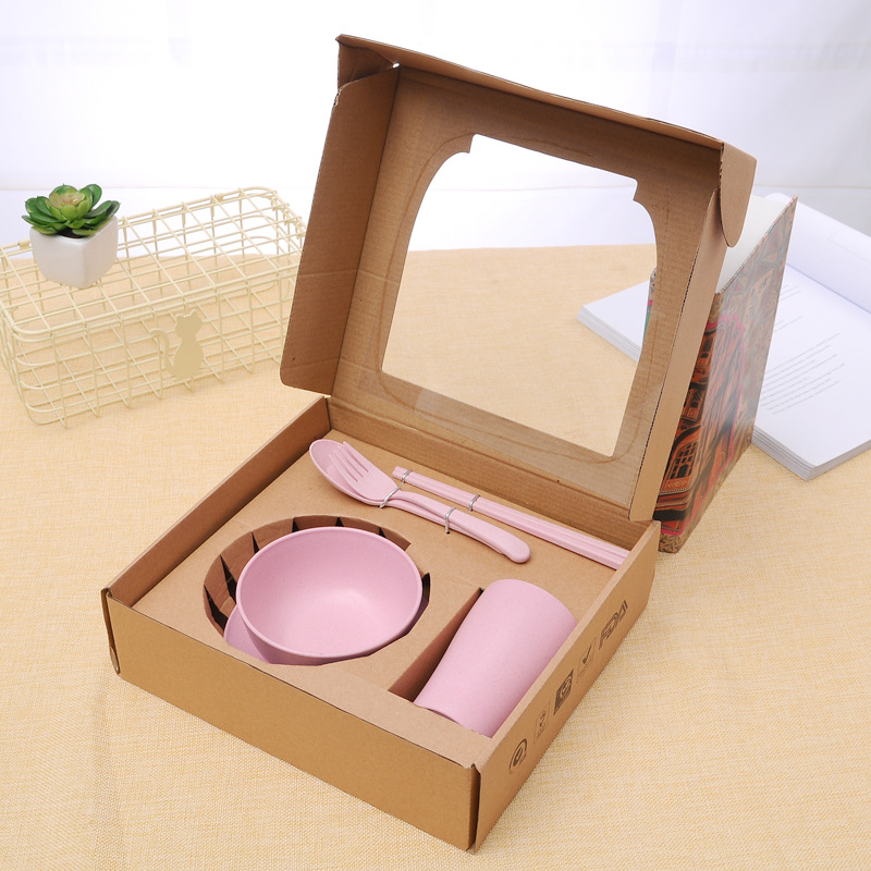 麦香秸秆三件套 礼盒套装 小麦餐具勺叉筷 儿童秸秆塑料环保便捷