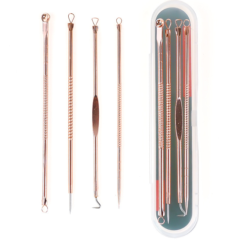 Pimple Pin Rose Gold Pimple Pin Set Blackhead Remover Stainless Steel Acne Needle Acne Pick Beauty Needle 4-Piece Set