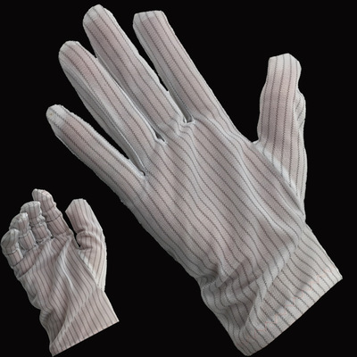 防静电手套 细条纹净化无尘涤纶手套 0.5条纹导电丝静电手套 四指