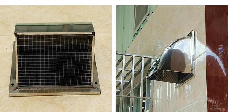 不锈钢防雨罩风帽出风口外墙防风罩厨房风机通风口方形排气罩批发