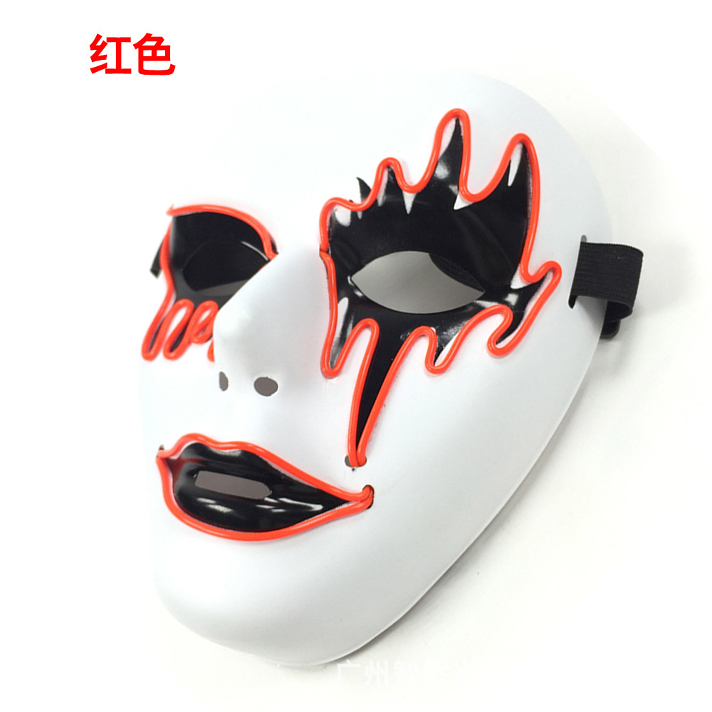 万圣恐怖鬼脸个性el冷光线发光面具手绘血眼惊喜派对夜店表演道具