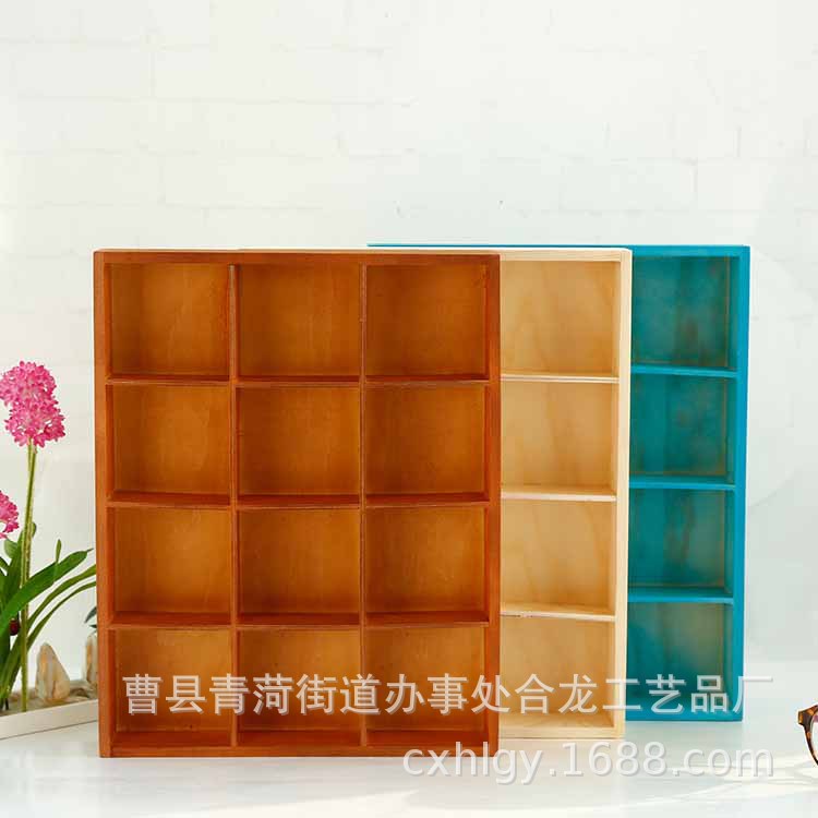 Solid Wood Succulent Wooden Box Creative Multi-Grid Storage Box Cosmetic Finishing Desktop Storage Multi-Grid Wooden Box Storage Box