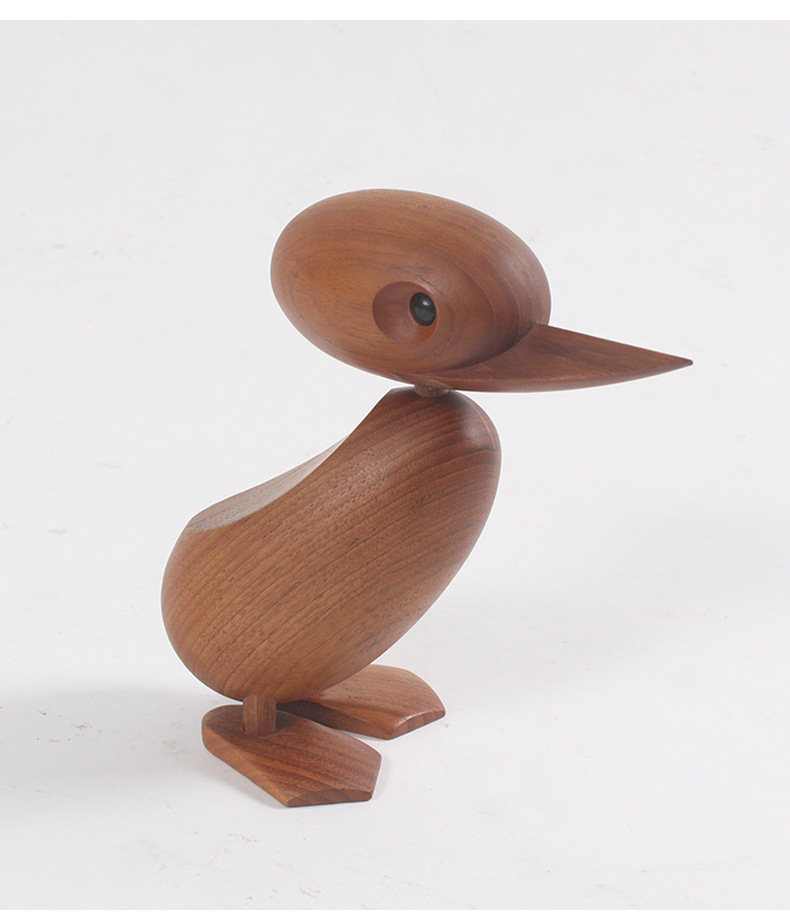 北欧实木装饰木质鸭子家装工艺品木玩具礼品美式乡村木偶摆件礼物