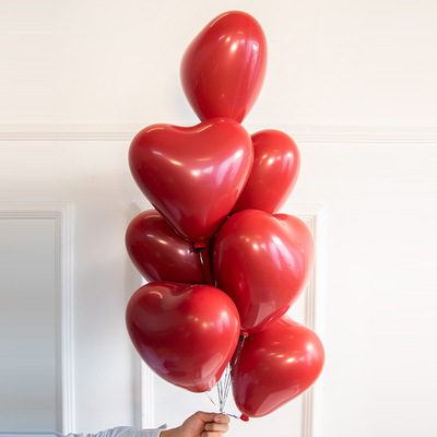 网红生日红结婚礼宝石红色气球石榴结婚礼浪漫婚房标准色心形布置