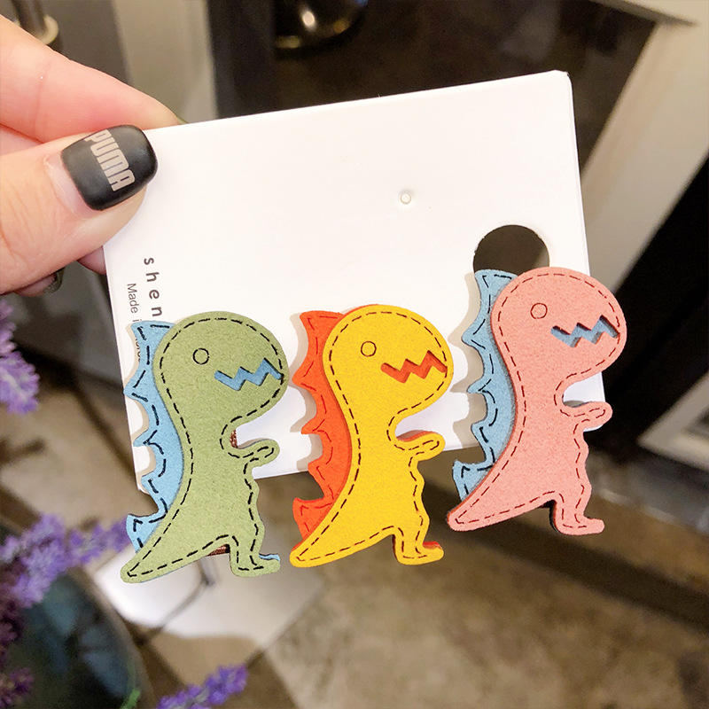 韩版网红个性创意恐龙发夹原创手作发卡皮质韩国发饰头饰边夹子